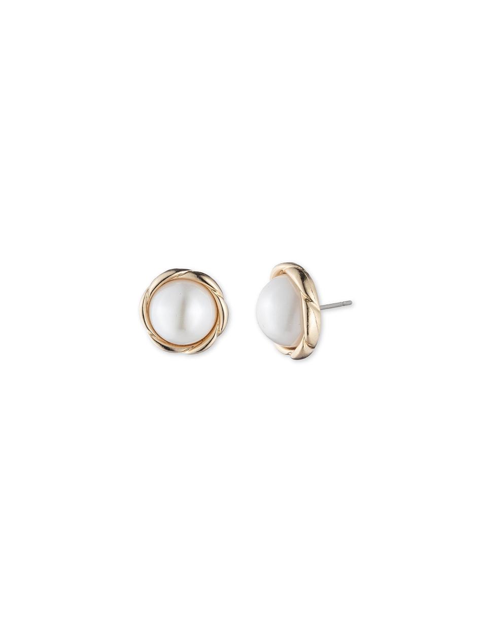 Meilleures ventes Anne Klein Blanc Faux Pearl Twisted Gold-Tone Stud Earrings   | WPK-7082624